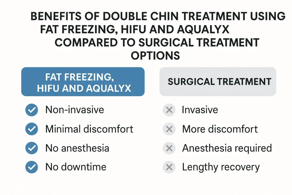 Graphic about the benefits of double chin treatment Buckinghamshire - from LA LIPO