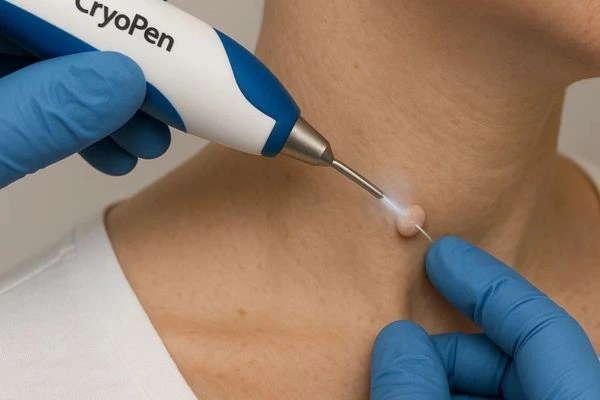 Person receiving Cryotherapy skin tag removal Buckinghamshire